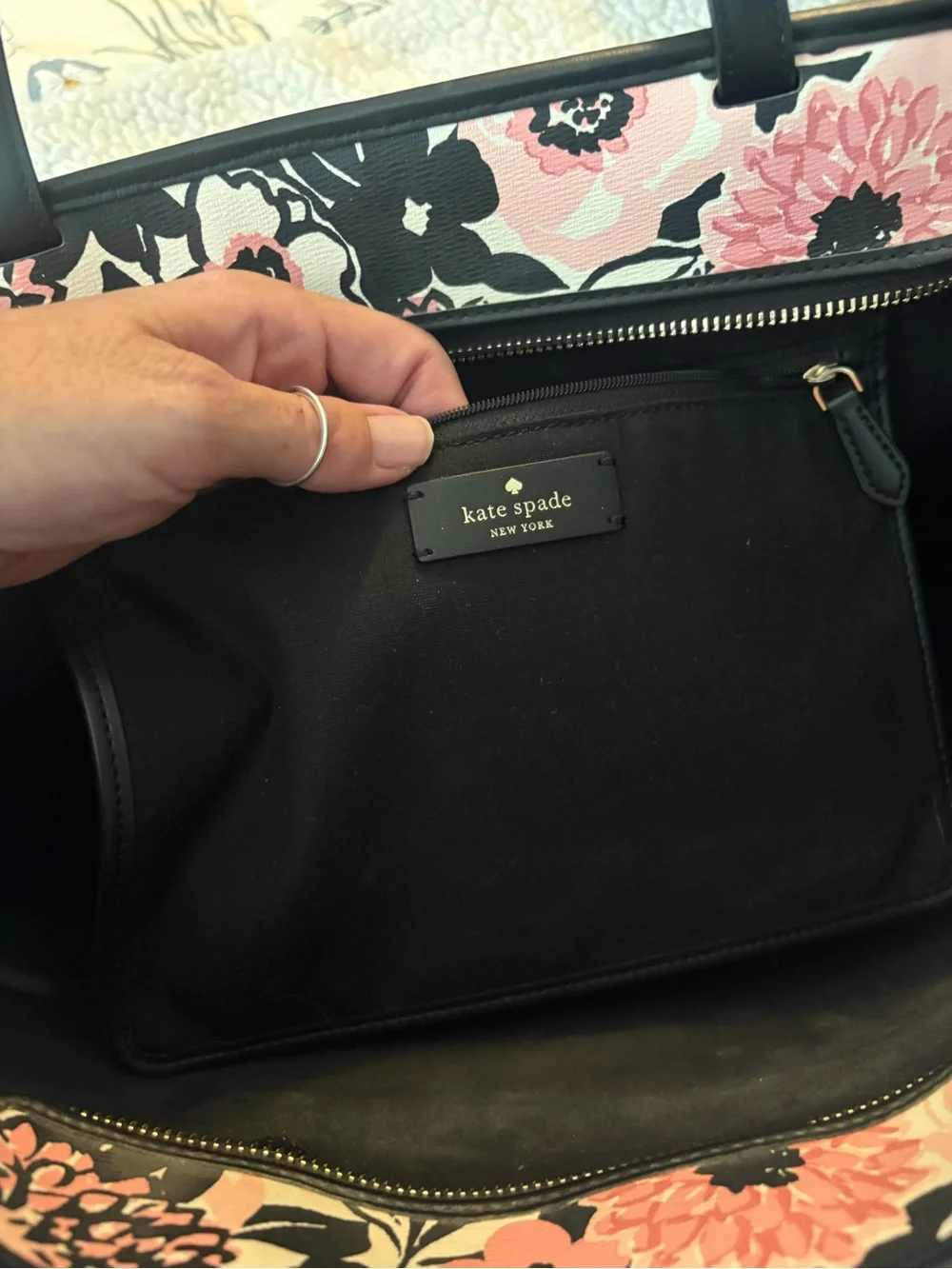 Floral Pink and Black Tote Bag - Stylish Everyday Carry